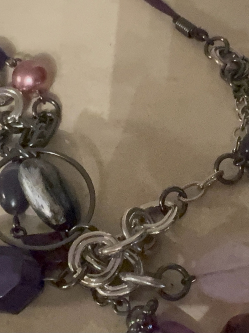 Purple Beaded Statement necklace - Unbranded